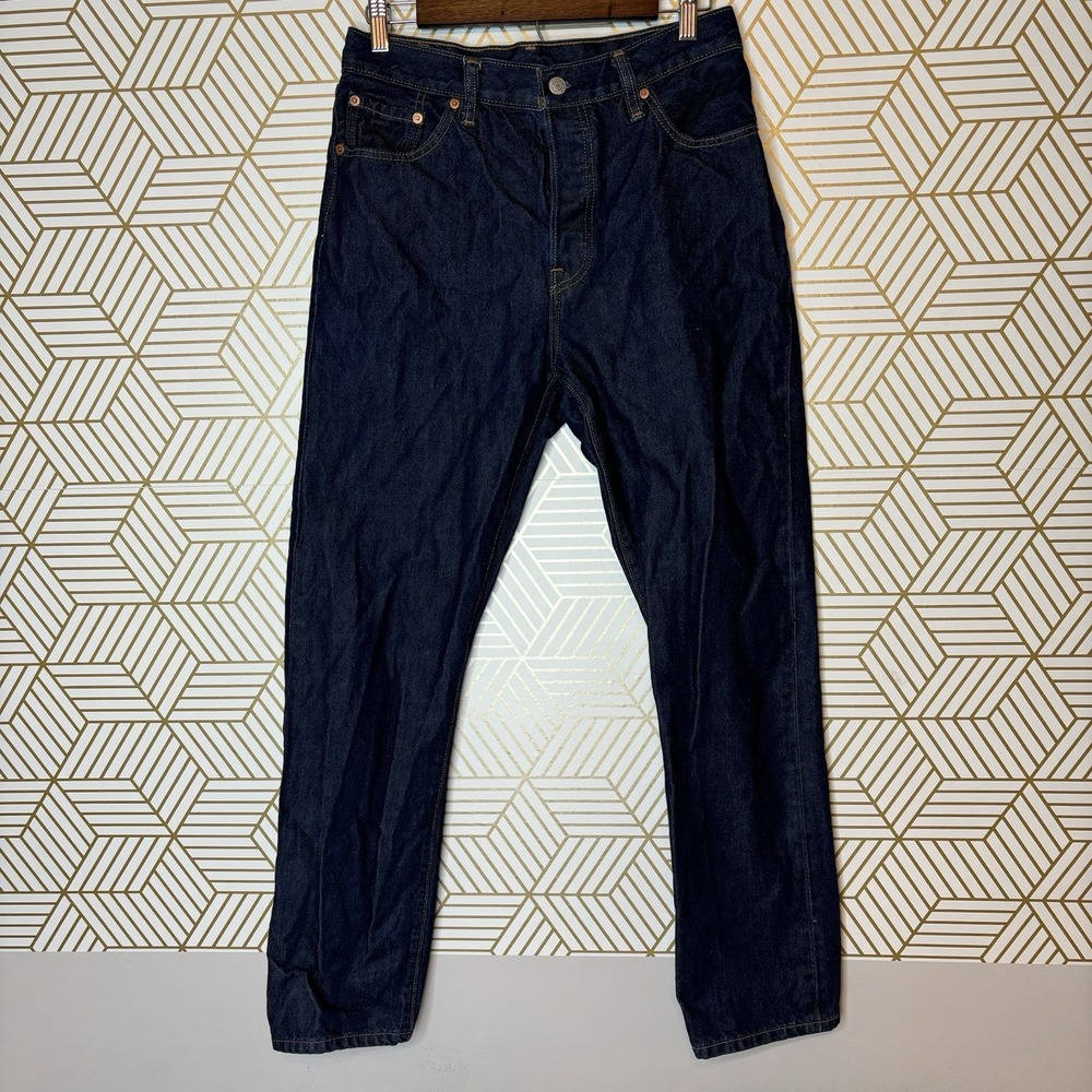 Levis 501 Premium Denim Jeans Button Fly Straight Leg Big E 29x30 Classic Dark